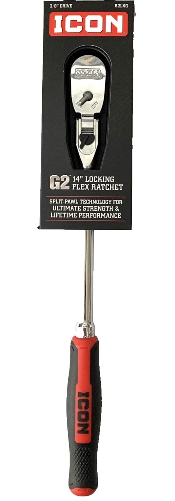 ICON R2LKG 3/8 INCH DRIVE G2 14 INCH LOCKING FLEX HEAD RATCHET Brand New