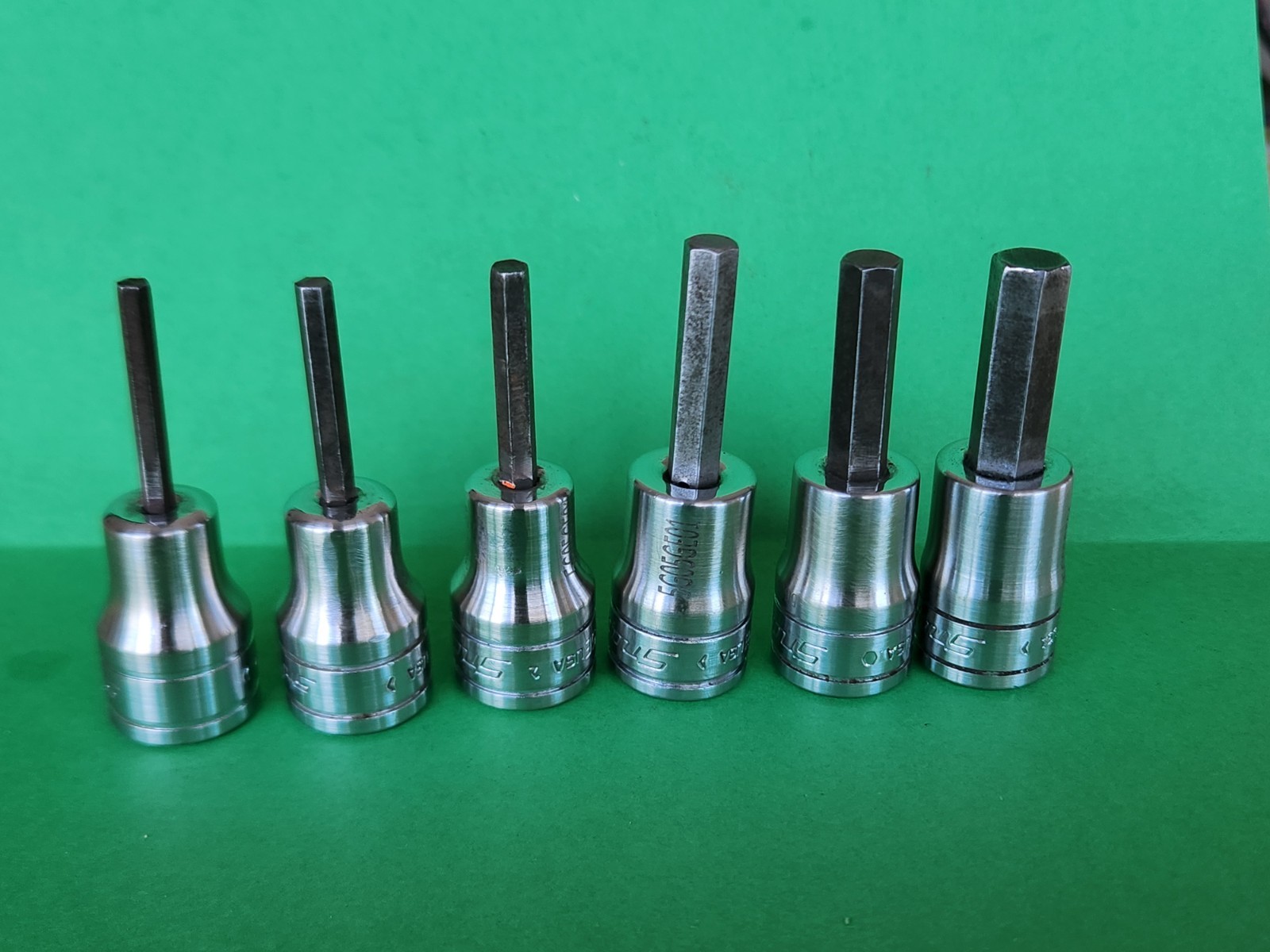 Snap On 6 Pc 3/8” Drive SAE Hex Socket Drivers 1/8” – 5/16” 208EFAY (missing 2)