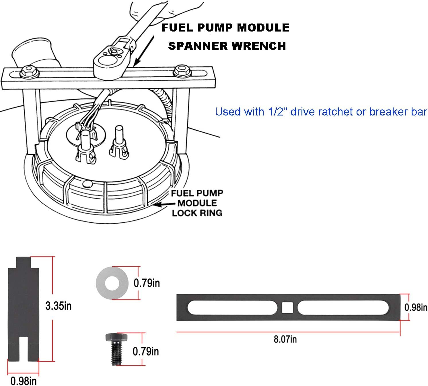 Universal Fuel Tank Lock Ring Tool Fuel Sender Tank Lid Remover for Ford Chrysle