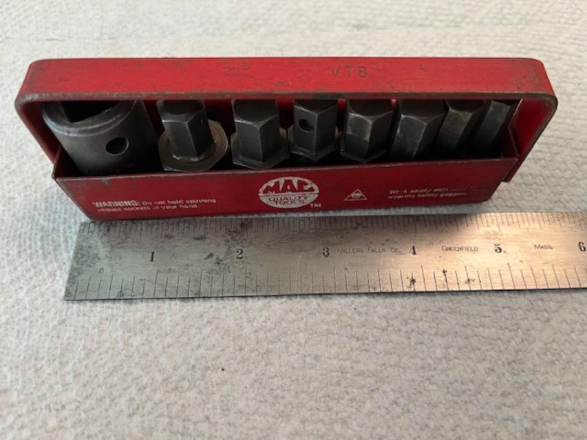 Vintage Mac Tools VT8 SAE Hex Bit Socket Set with Metal Tray