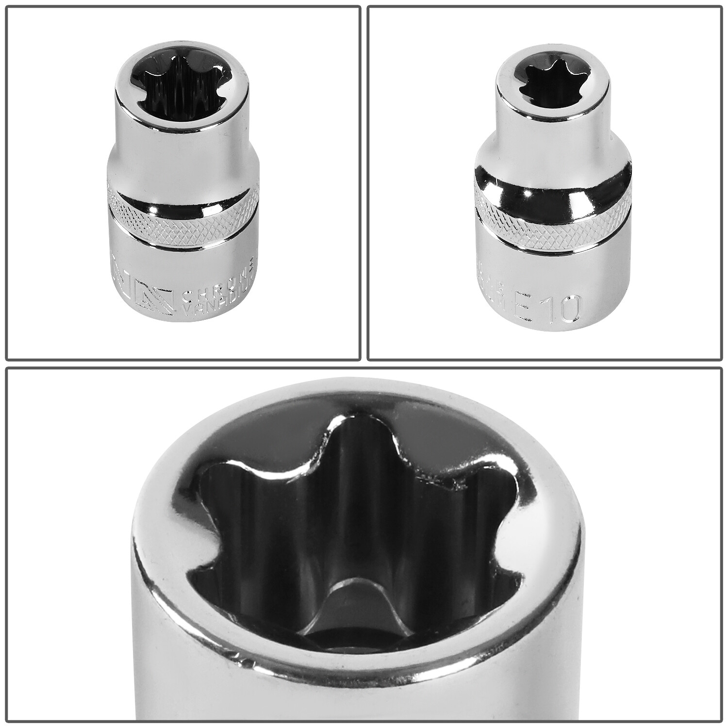 9Pcs 38mm External Torx Socket Hand Tool Kit E10-E24 1/2″ Drive w/Carrying Case