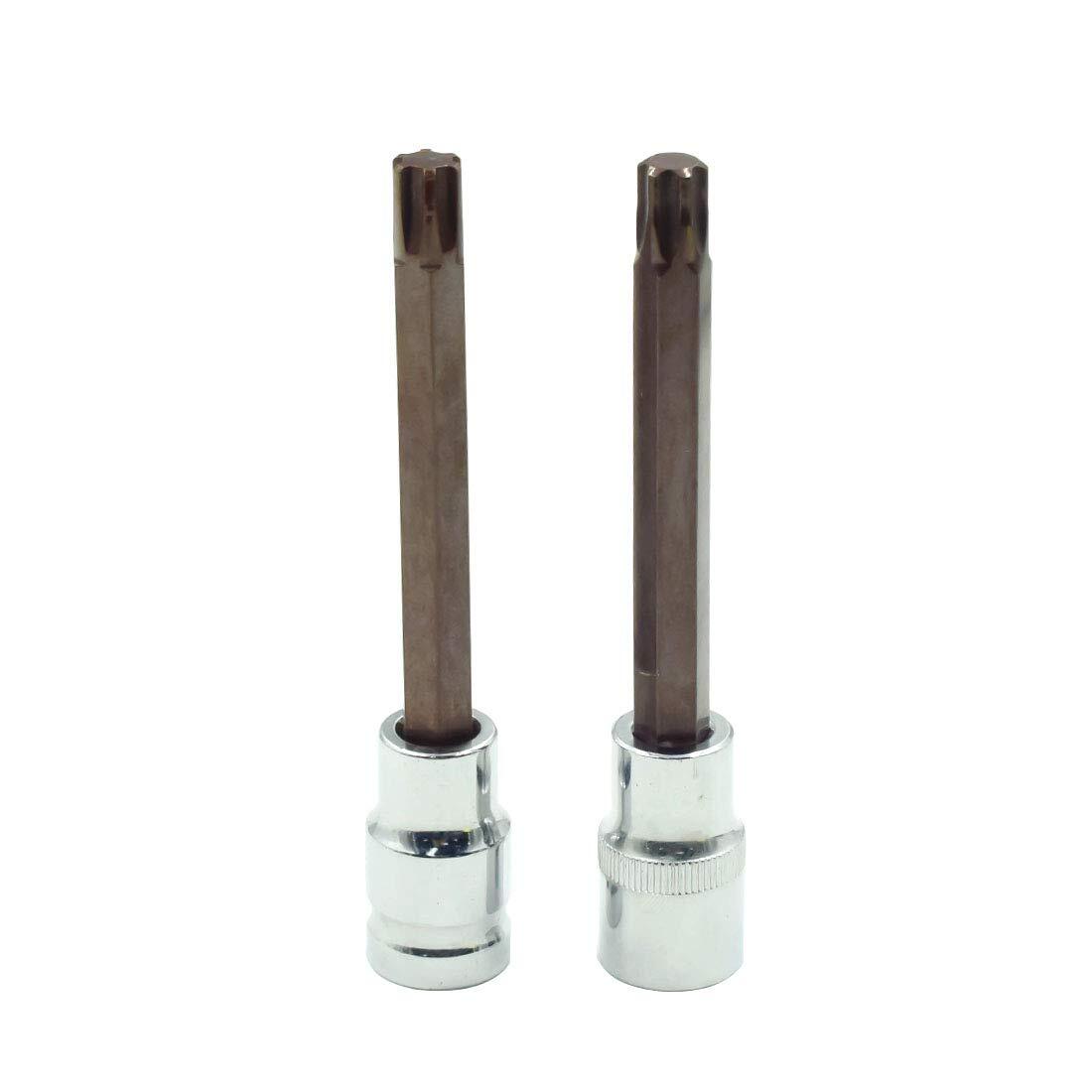 2pcs T52 Torx Socket S2 Steel 125mm Length1/2″ Dri