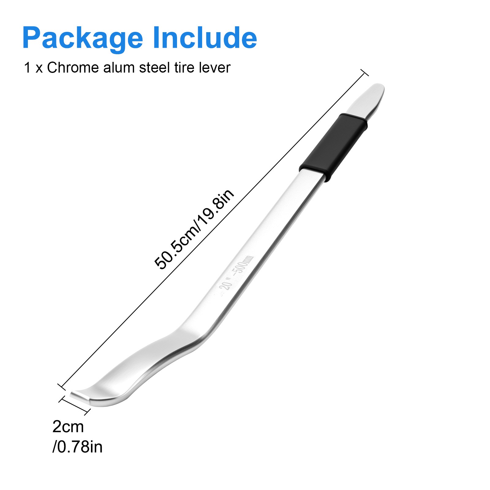 Tire Lever 19.8in Alloy Steel Tire Iron Spoon with Rubber Handle for Car, Truck