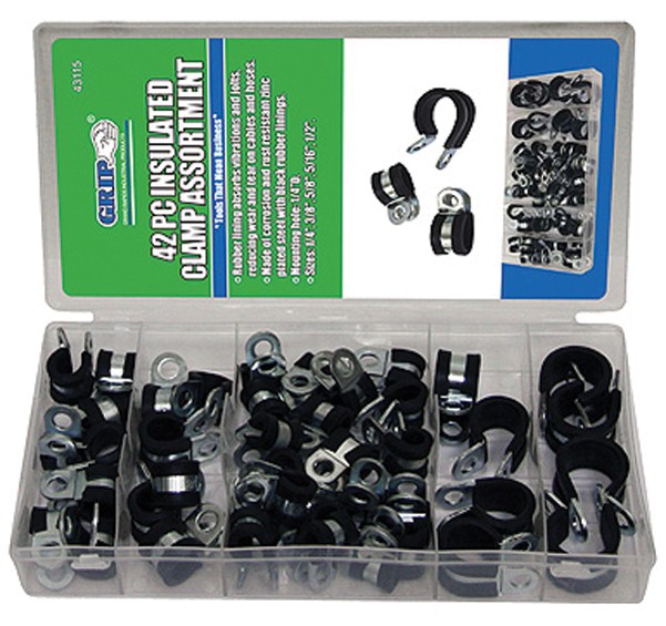 GRIP ON TOOLS 42 PC RUBBER INSULATED CLAMP ASST GRI43115