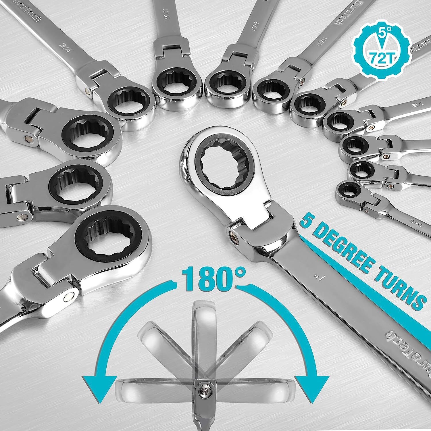 Flexible Ratchet Wrench 6-32mm Spanner Gear Ring Ratcheting Metric Flex Head