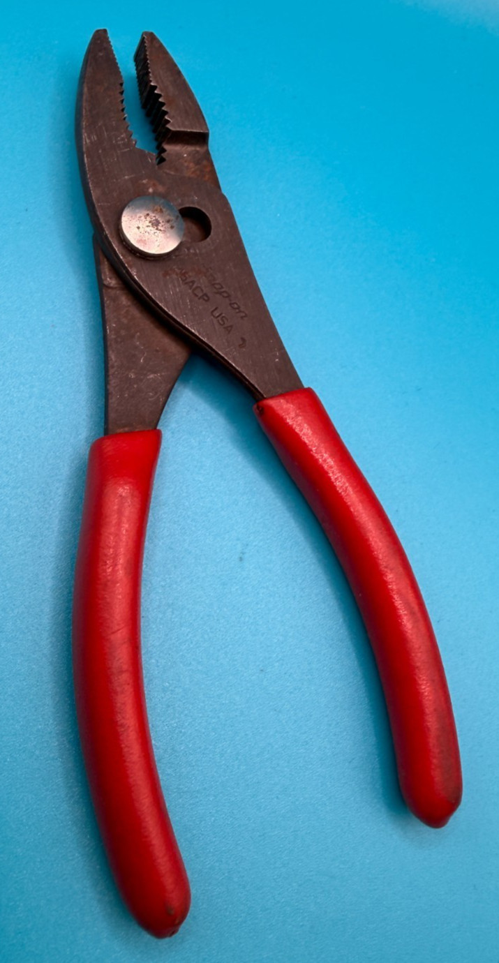 SNAP-ON 46ACP 6 1/2″ SLIP JOINT PLIERS RED GRIPS Free Shipping