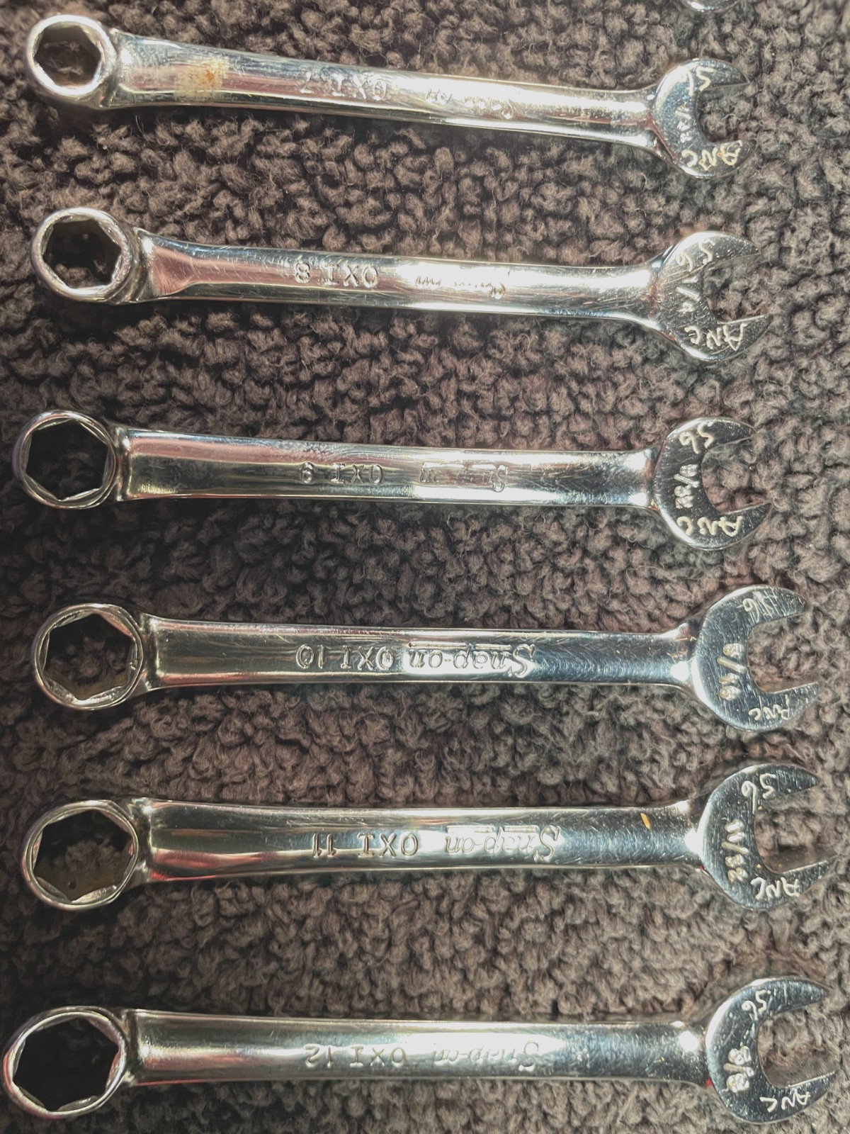 Vintage Snap-On C90 Ignition Wrench Set. 9 Pieces underlined logo