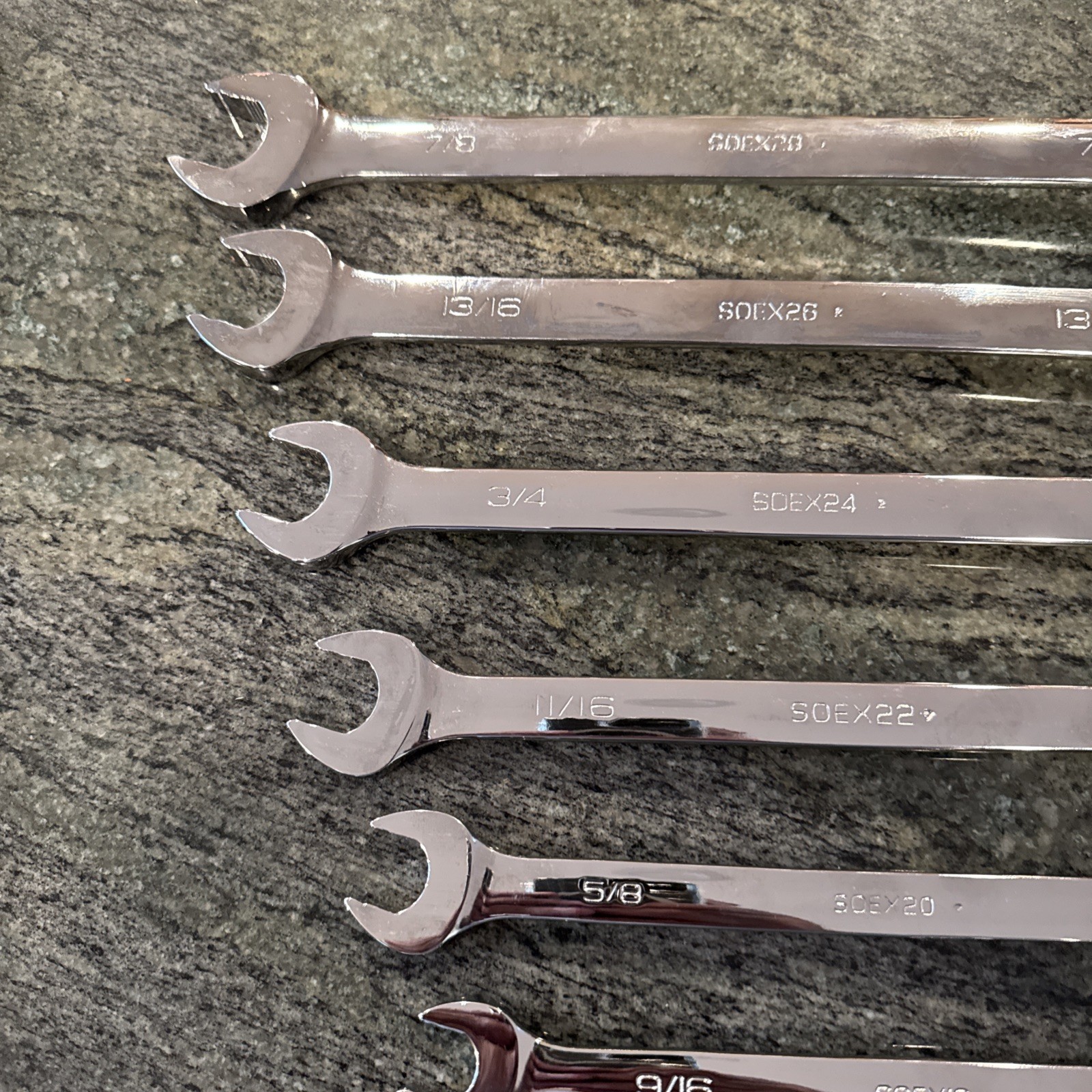 snap on soex710 10 pc 12 point sae flank drive plus combination wrench set
