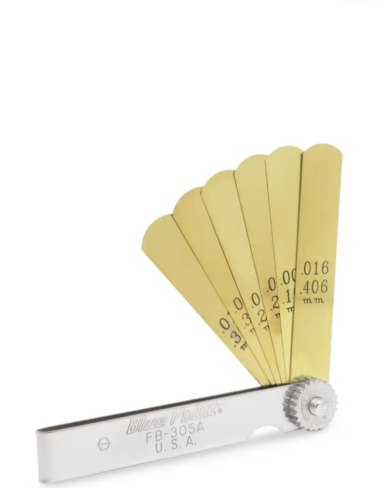 Blue Point 6 Blade Brass Feeler Gauge Non Magnetic Metric And SAE NEW