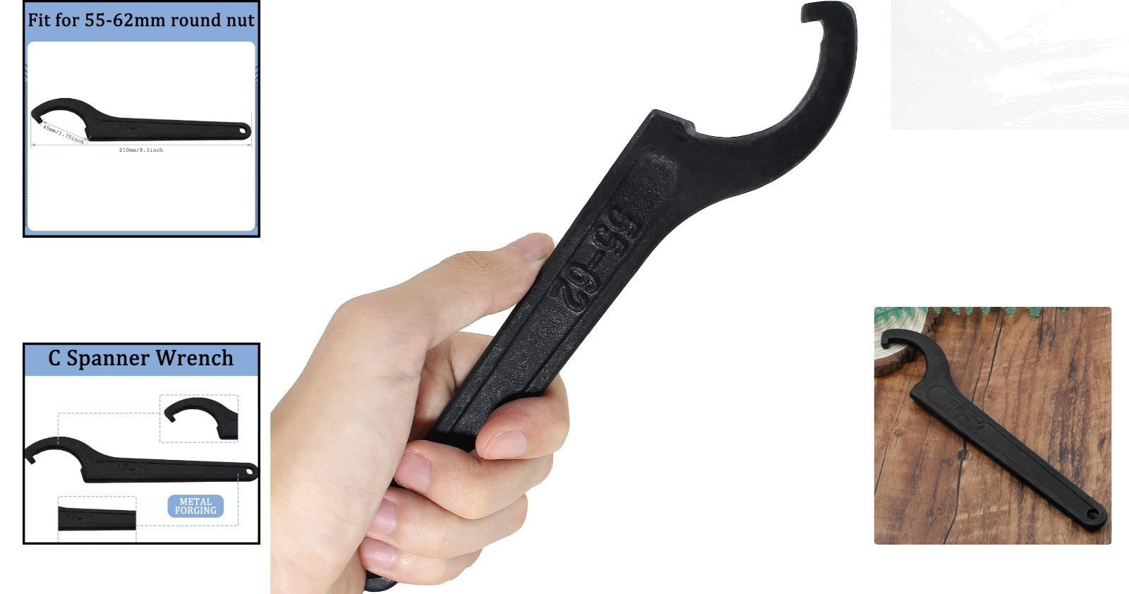 Mechanical C Hook Spanner Wrench – Versatile Carbon Steel for Nuts and Bolts