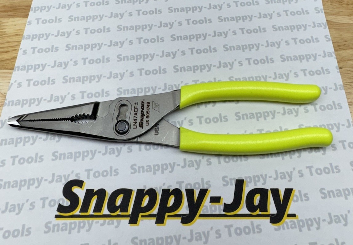 Snap-on Tools USA NEW HI-VIZ 9″ Soft Grip Long Nose Slip Joint Pliers LN47ACF