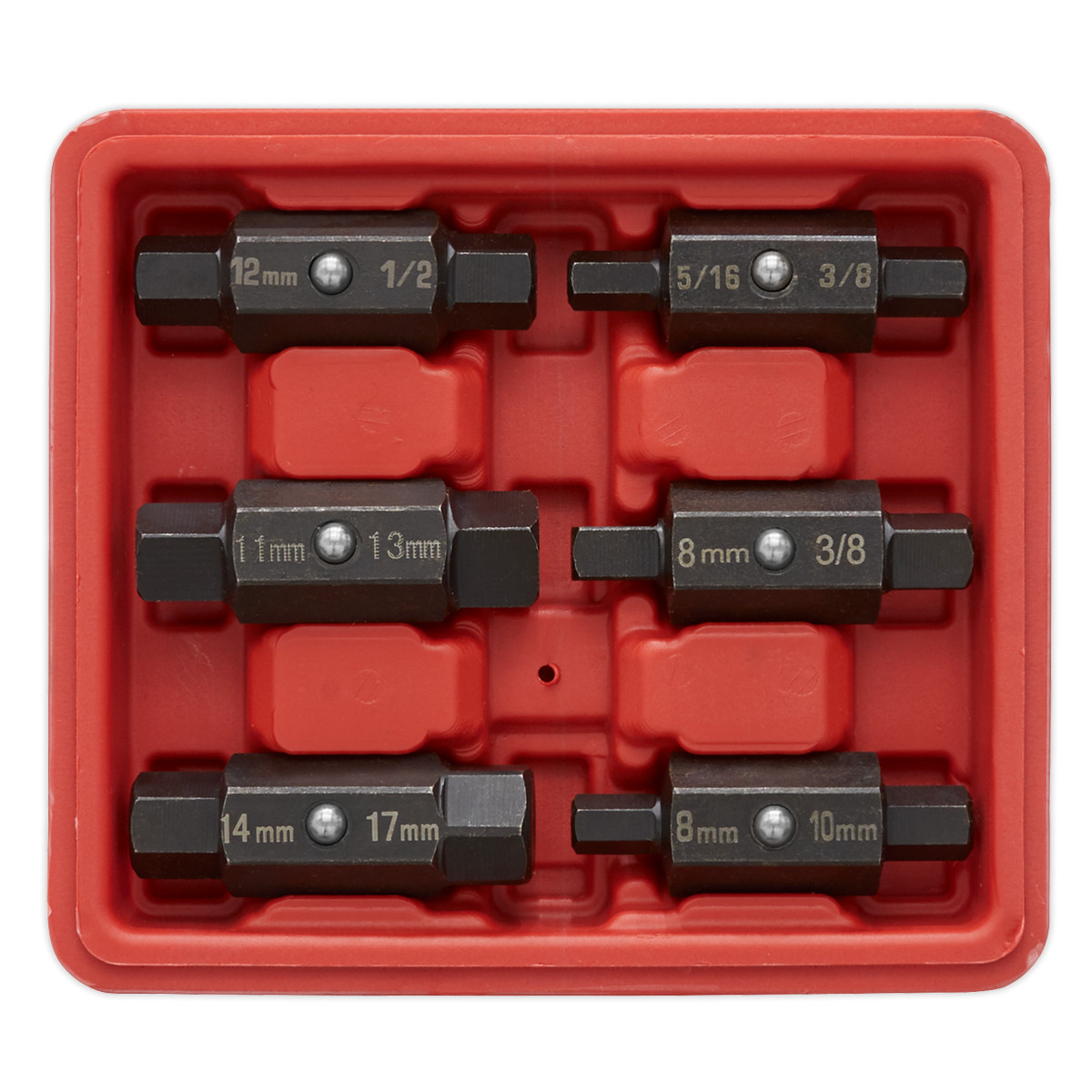 Sealey AK658 Oil Drain Plug Key Set 6 Piece Double End