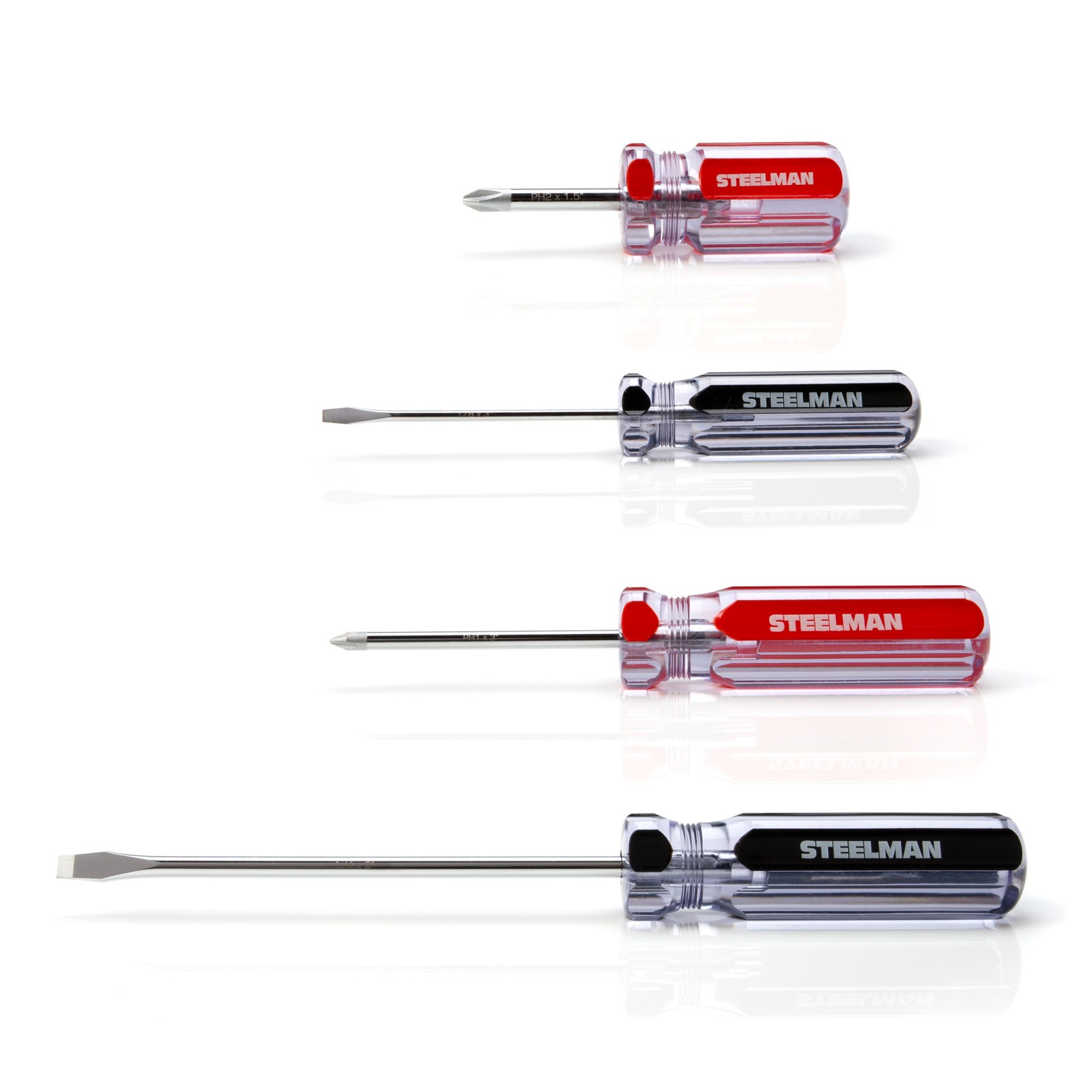 Steelman 16 Piece Clear Handle Slotted and Phillips Head Screwdriver Set 42051