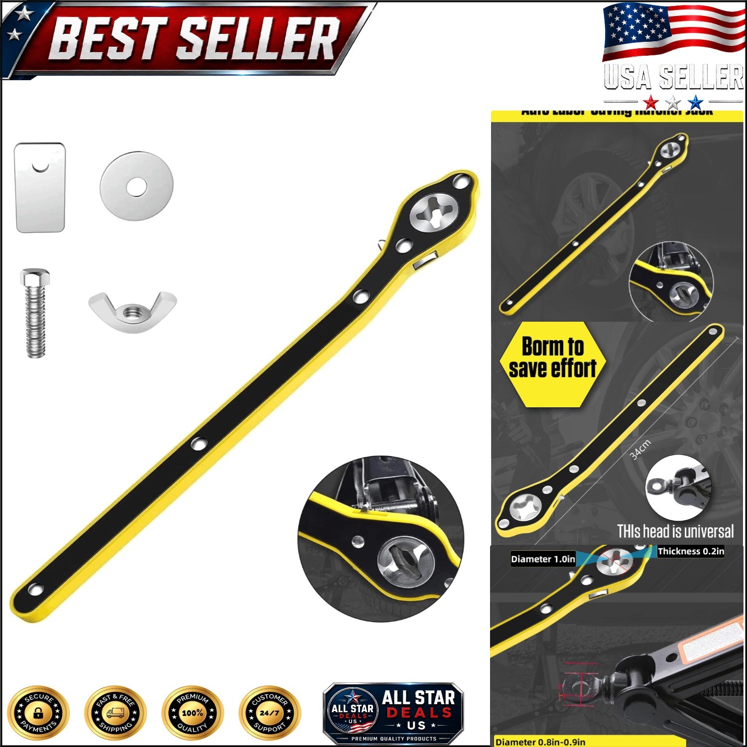 Durable Labor-Saving Wrench with Rotating Head for Easy Tire Changes