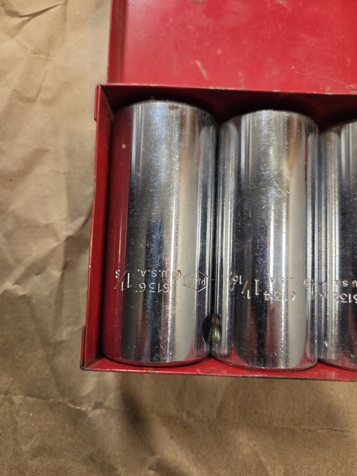 Vintage P & C 12-Point 1/2″ Deep Drive Tool Socket Set 11 Piece + Metal Case USA