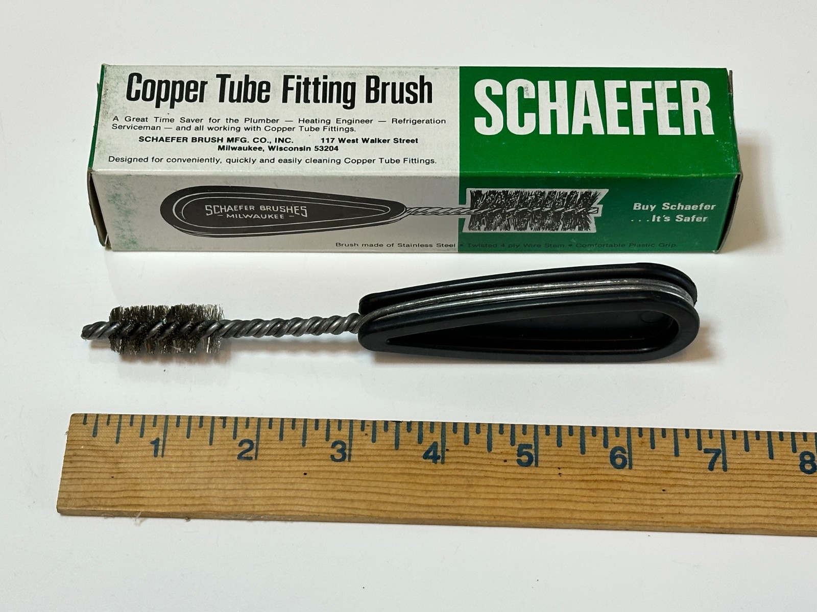 NOS Schaefer Tools USA Copper Tube Fitting Brush, 3/8” Inside Diameter ID, NEW