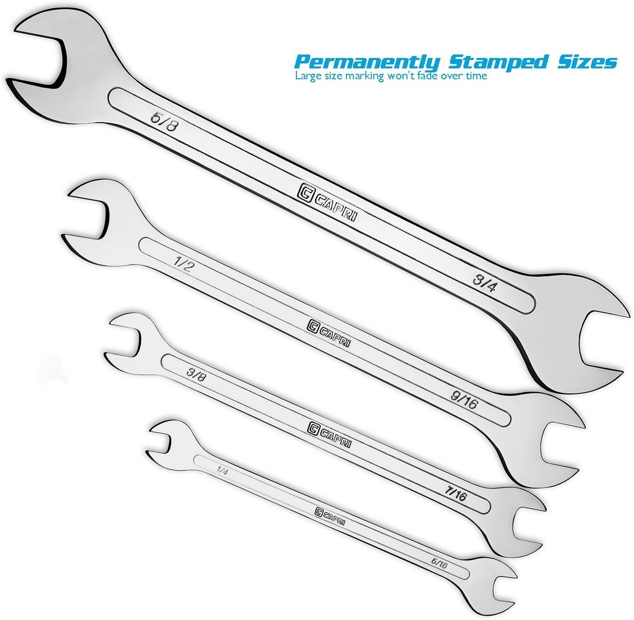 Super-Thin Open End Wrench Set, SAE, 1/4 to 3/4 in, 4-Piece