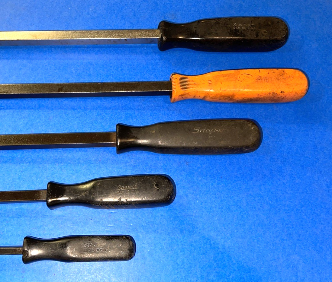 SNAP-ON TOOLS 5 PIECE OLDER PRYBARS & LARGE SCREWDRIVER