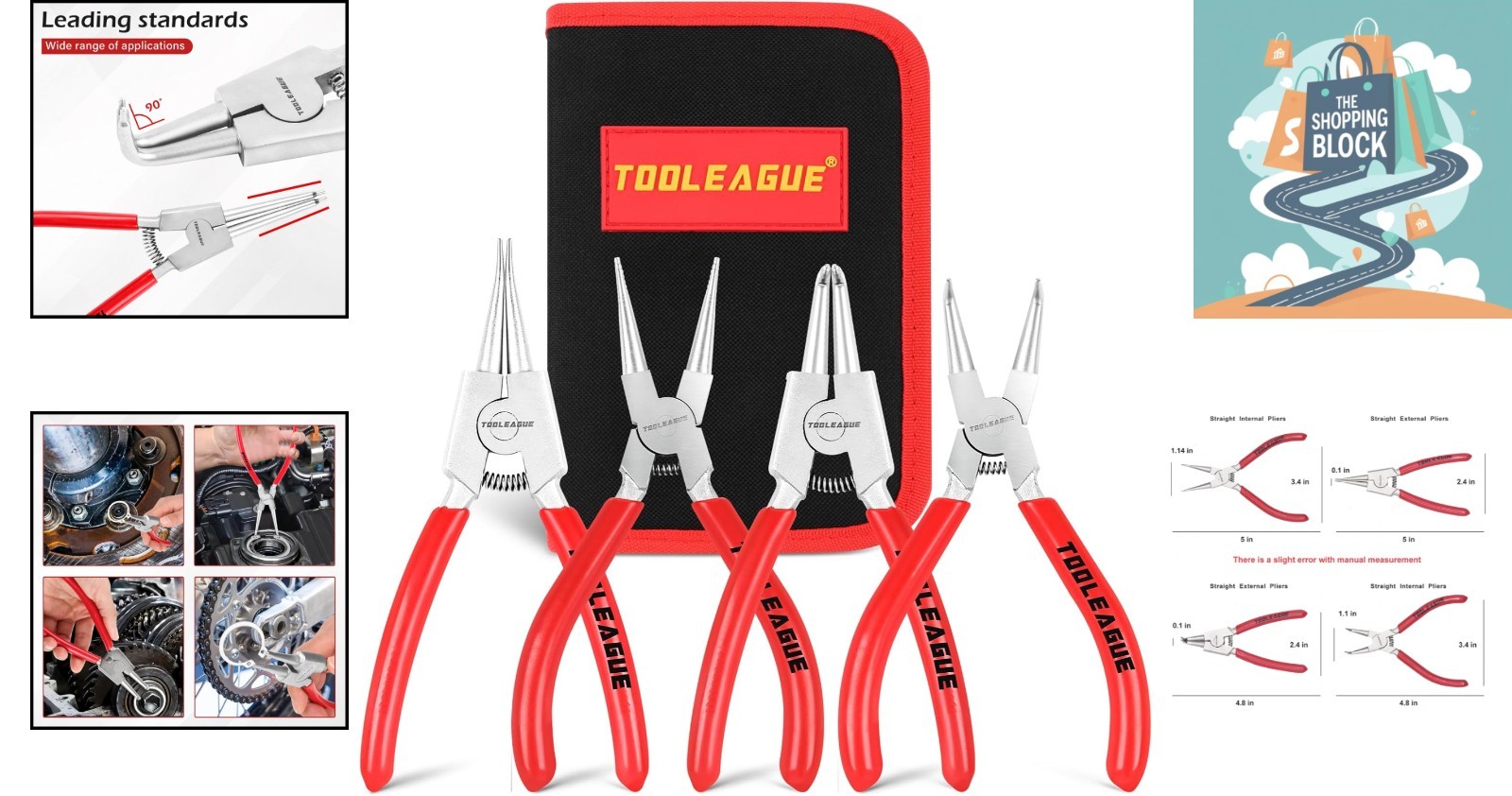 4 pcs Mini Snap Ring Pliers Set – 5″ Heavy Duty Circlip Internal/External