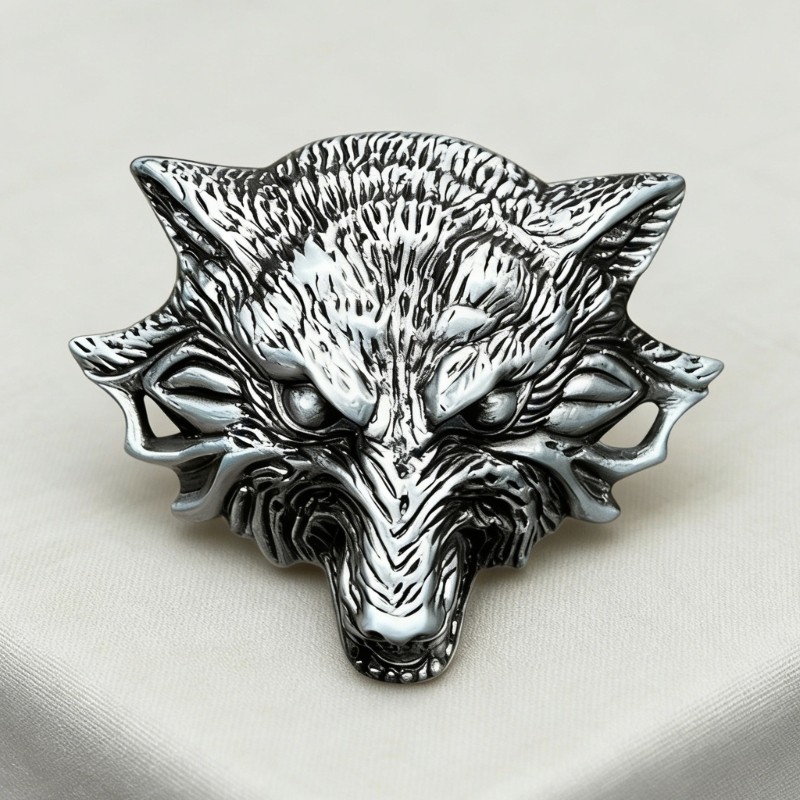 Elegant Metal Belt Buckle Wolf Head Casual Buckle For Stylish Men And Women