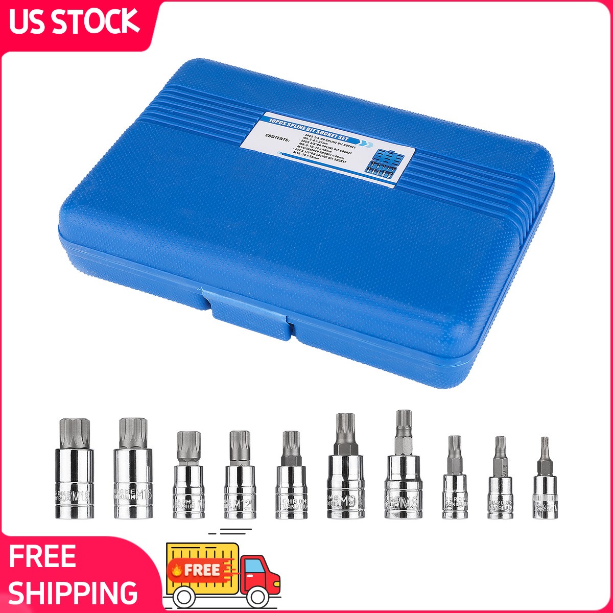 Bit Socket Set for T55 Tamper Proof Sockets XZN 12 Points with Carrying Case