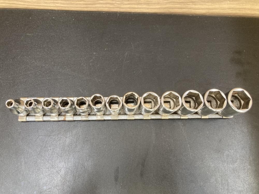 Snap-on TMM Series 1/4″ Drive 6pt Metric Shallow Socket 13pc Set [Used]