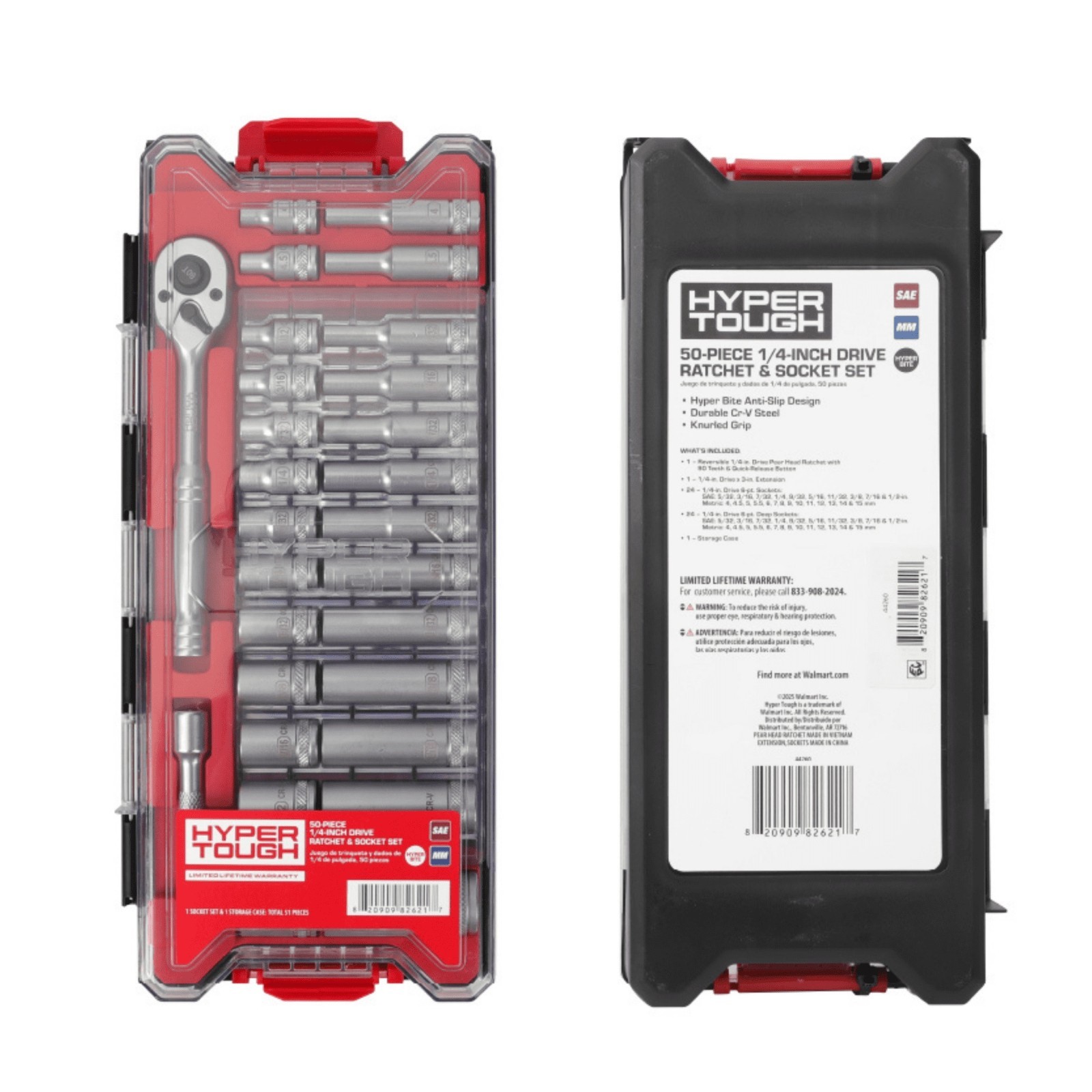 Hyper Tough 14-Inch Drive Ratchet and Socket Set, SAE and Metric, 50 Pieces