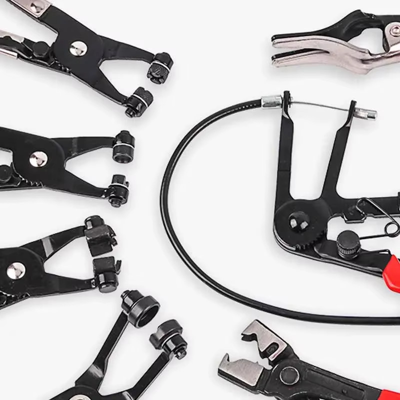 9 PC AUTOMOTIVE HOSE CLAMP RING PLIERS TOOL SET FLEXIBLE CABLE SWIVEL JAW CLAMPS