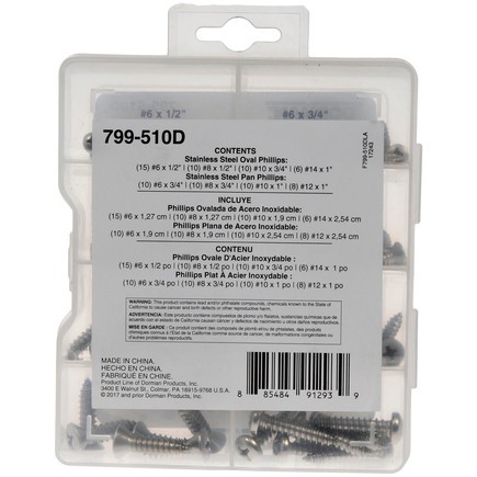 Dorman 799-510D Pro Pack Sheet Metal Screws Stainless Steel 79 Pieces