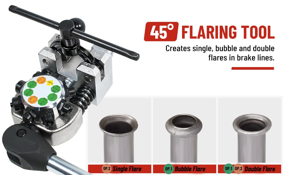 Brake Line Flaring Tool Kit 45° Single Double Bubble Flare for 3/16″ 1/4″ 5/16″