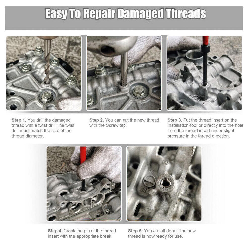131 Pcs Thread Repair Insert Kit Metric M5 M6 M8 M10 M12 Helicoil Pro Coil Tool