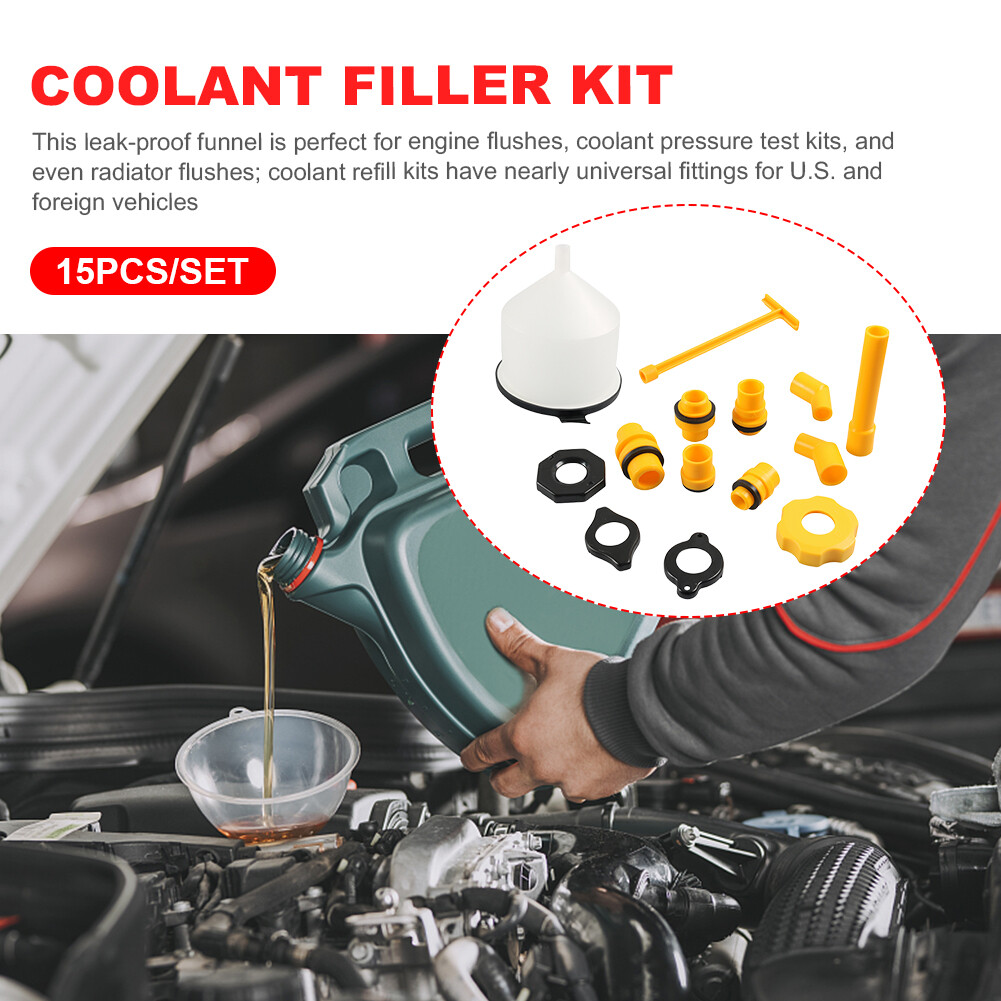 No-Spill Coolant Funnel Kit Spill Proof Funnel Bleeder with Adapters Universal