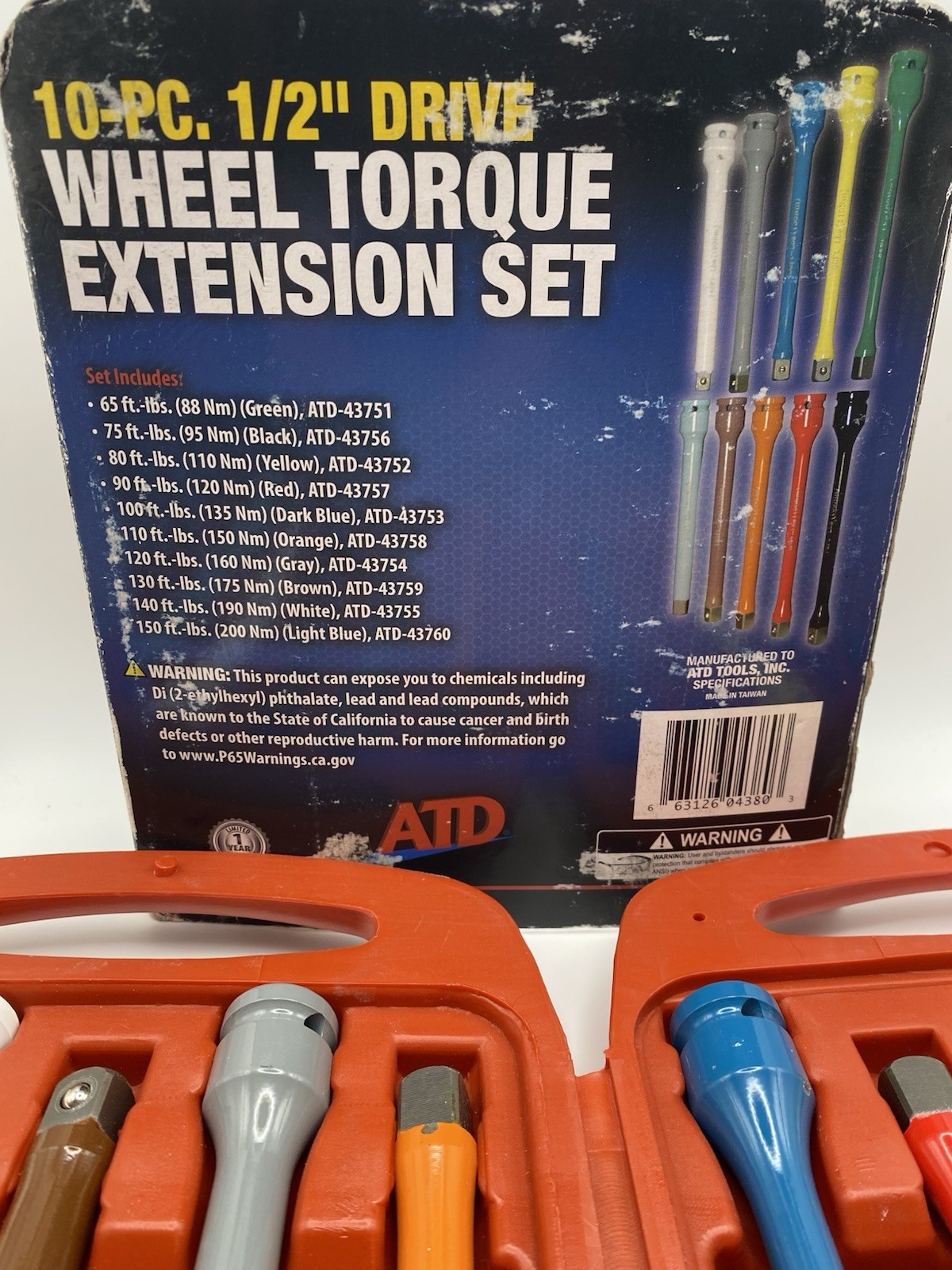 NEW ATD 4380 – 10 Pc. 1/2in. Dr. Wheel Torque Extension Set