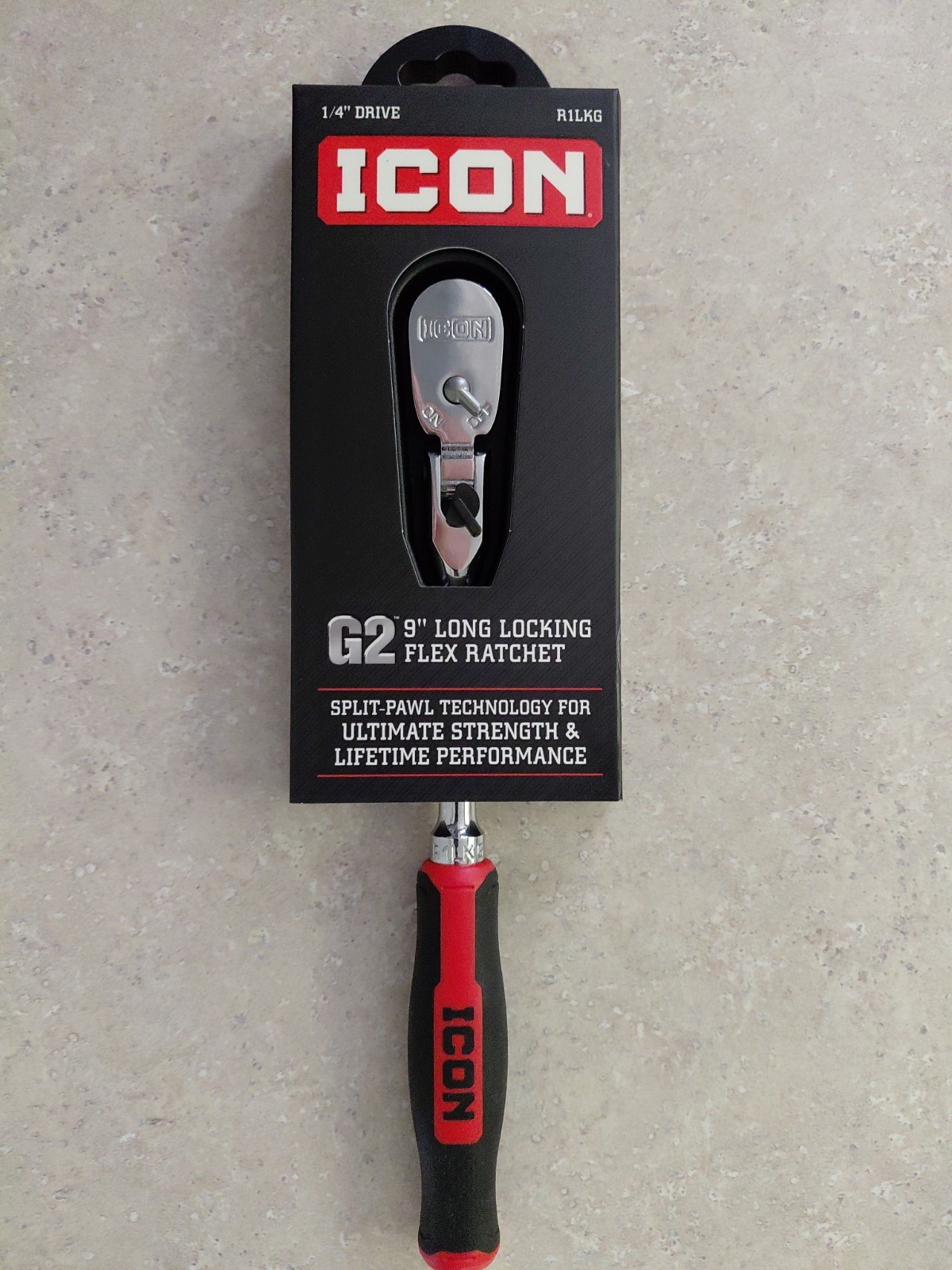 Icon R1LKG 1/4” Drive Ratchet G2 9” Long Locking Flex Ratchet New
