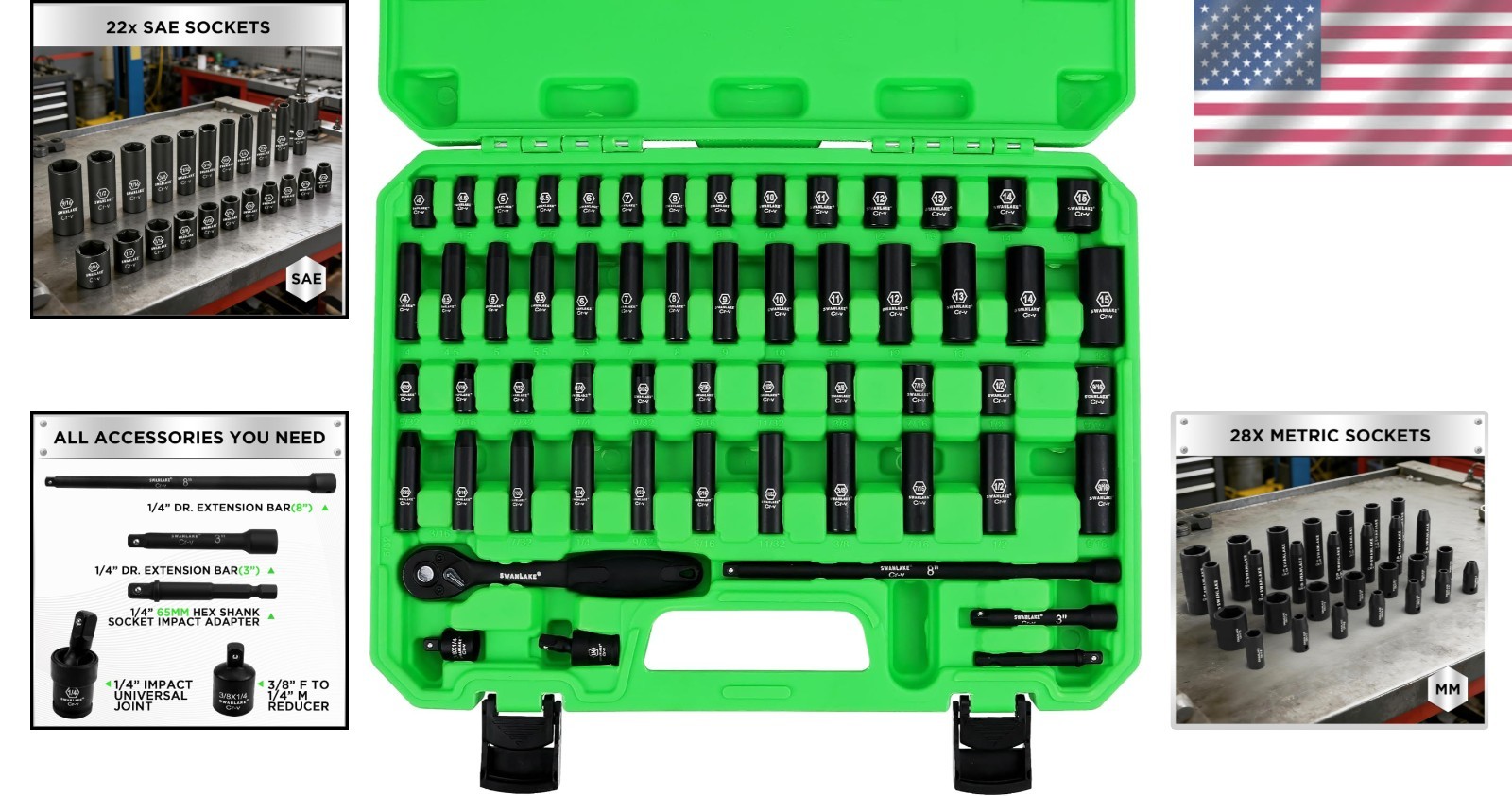 Professional 1/4″ Drive Socket Set with Metric and SAE Sizes