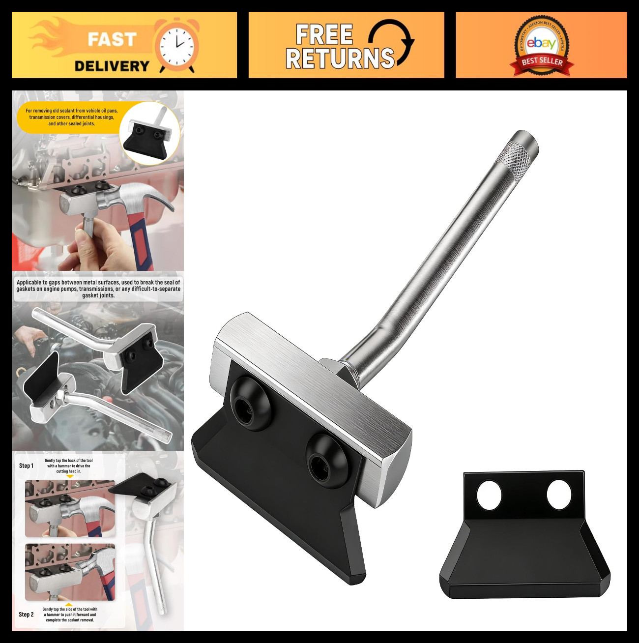 Engine Oil Pan Gasket Separator Tool, Sealant Removal Scraper for Most Vehicles