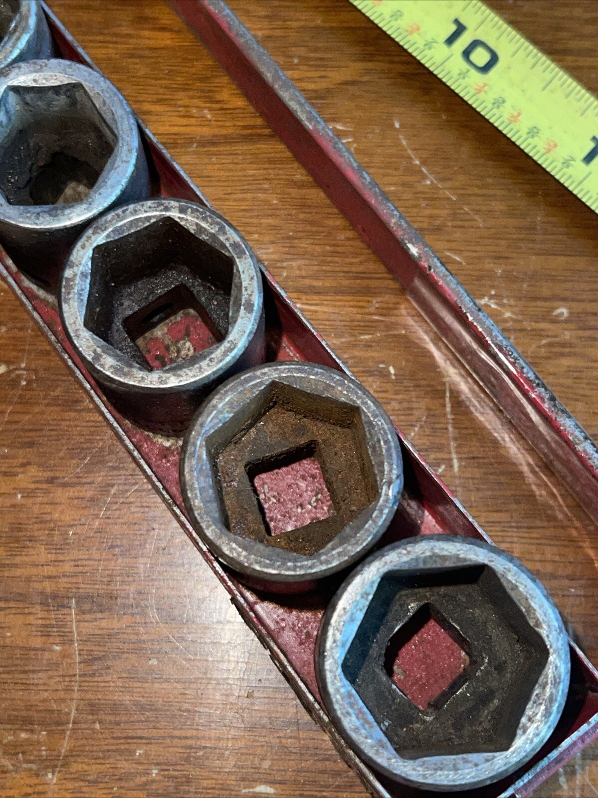 Vintage Wright Tools USA 8 Piece 3/8 Drive SAE 6 point impact socket Set Case
