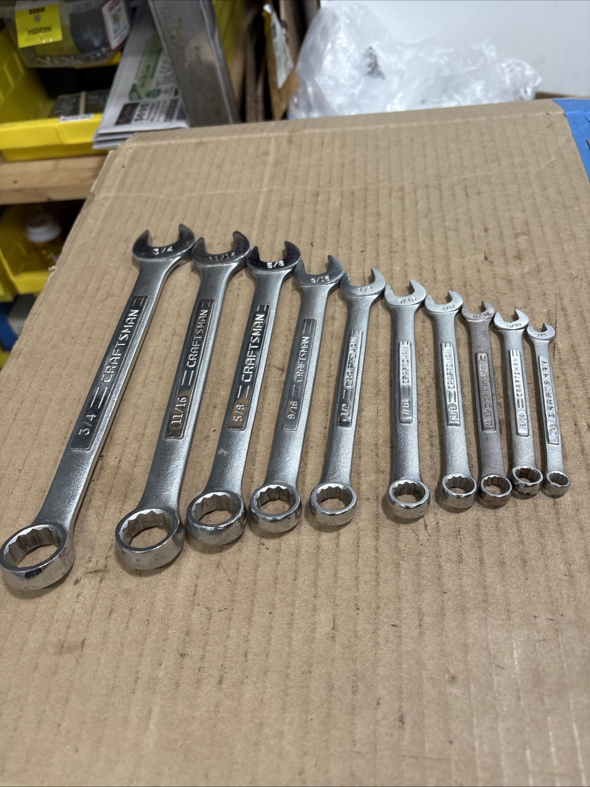 Vintage Craftsman Lot Of 10 Combination Wrench SAE 1/4” -3/4” 12 Pt USA -vv-