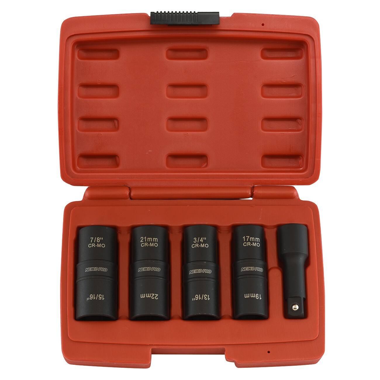 5pc 1/2″ Dr. Thin Wall Flip Impact Socket Set For Auto RIMS TIRES LUG NUTS