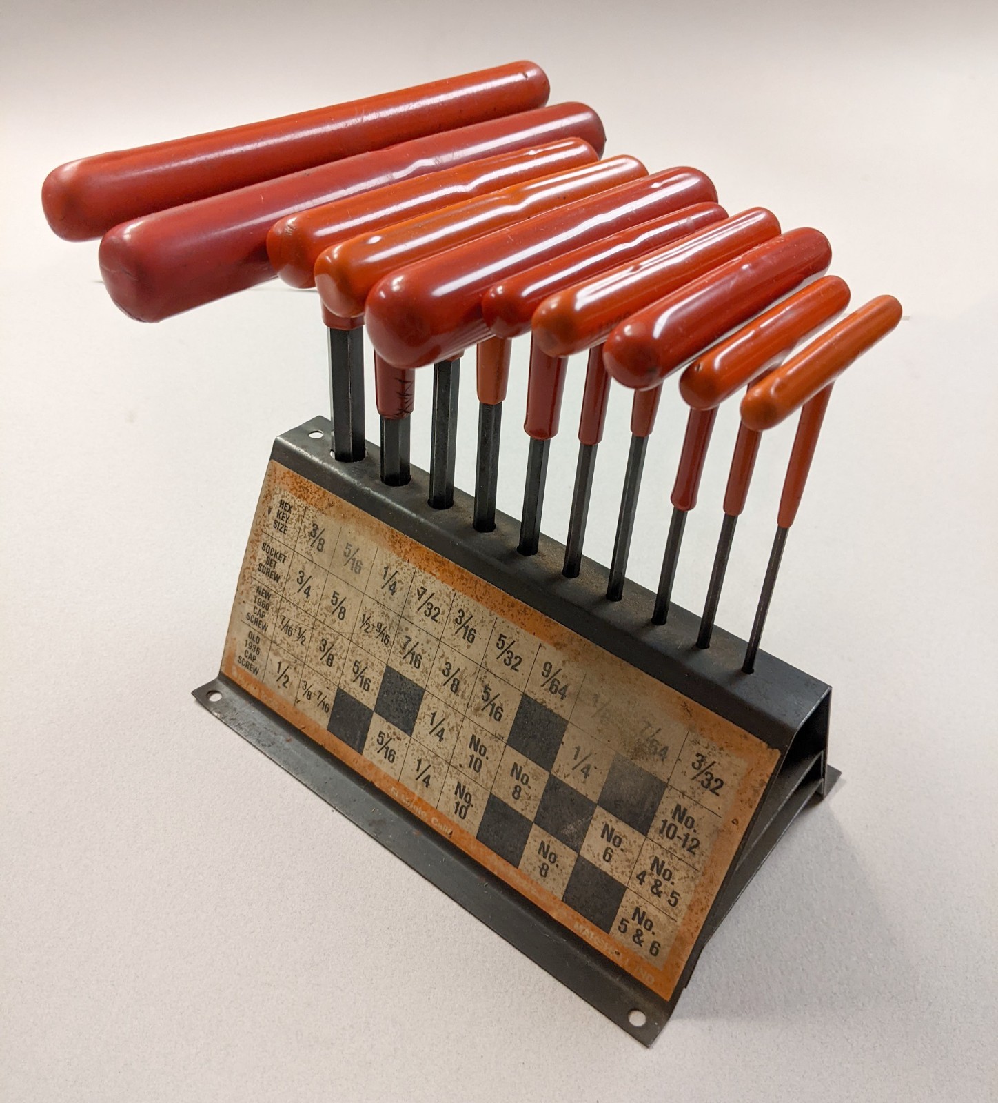 Vtg 1970s Hunter Tools 10-Pc T-Wrench Hex King Set metal case; 5 Allen, 5 Hunter