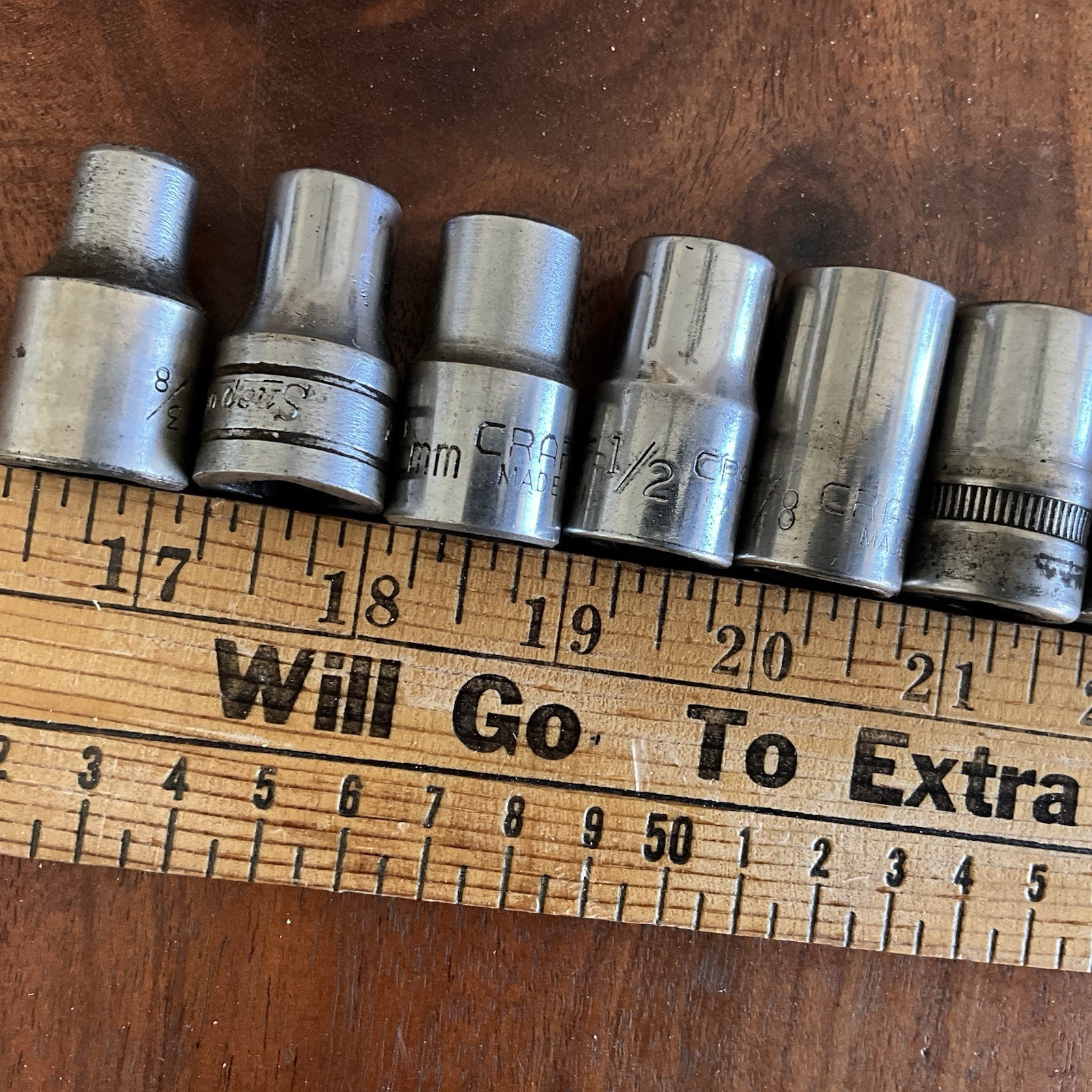 Vintage Socket 12 pc Set w Metal Case 1/2″ Drive 1″ to 3/8″ Snap on Craftsman