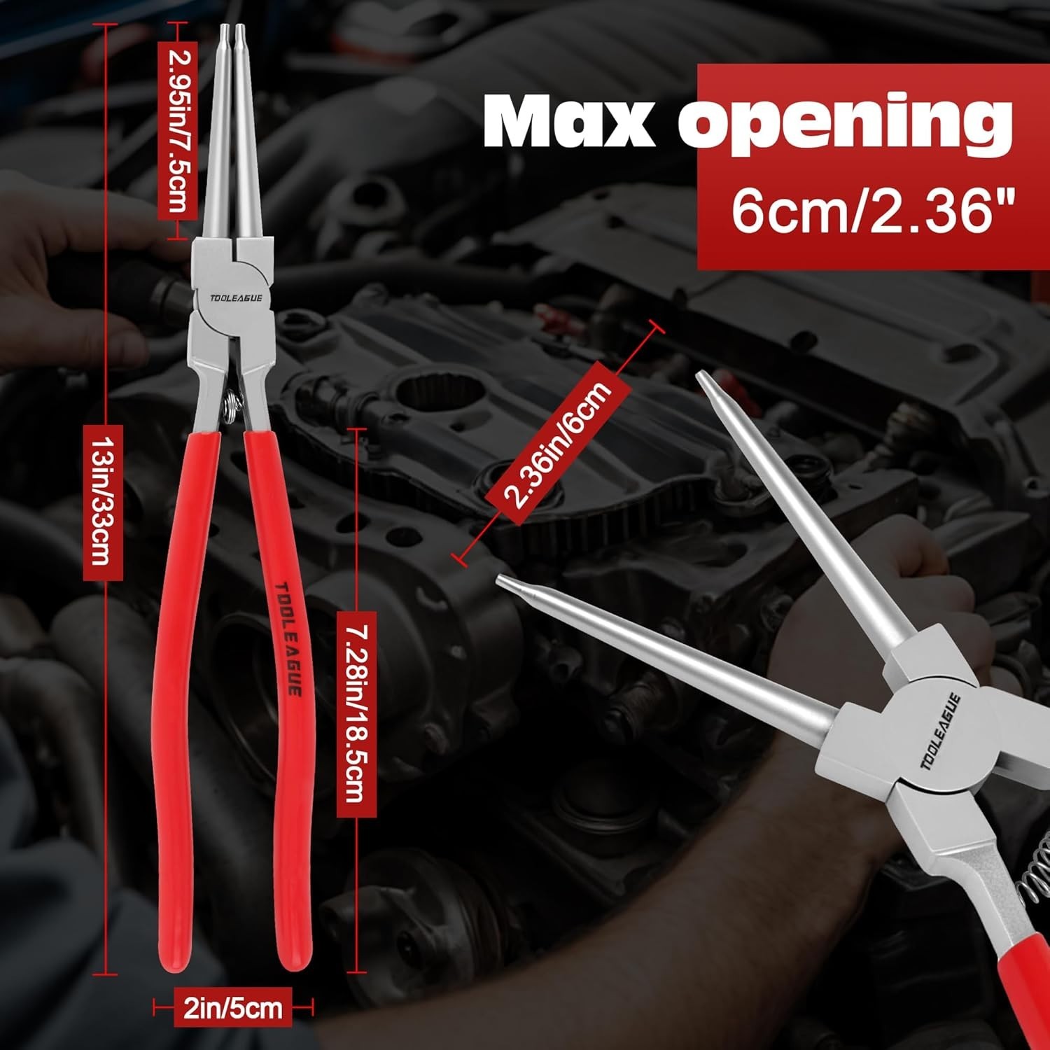13-Inch Straight Internal Snap Ring Pliers – Comfort Grip & Long-Lasting Design