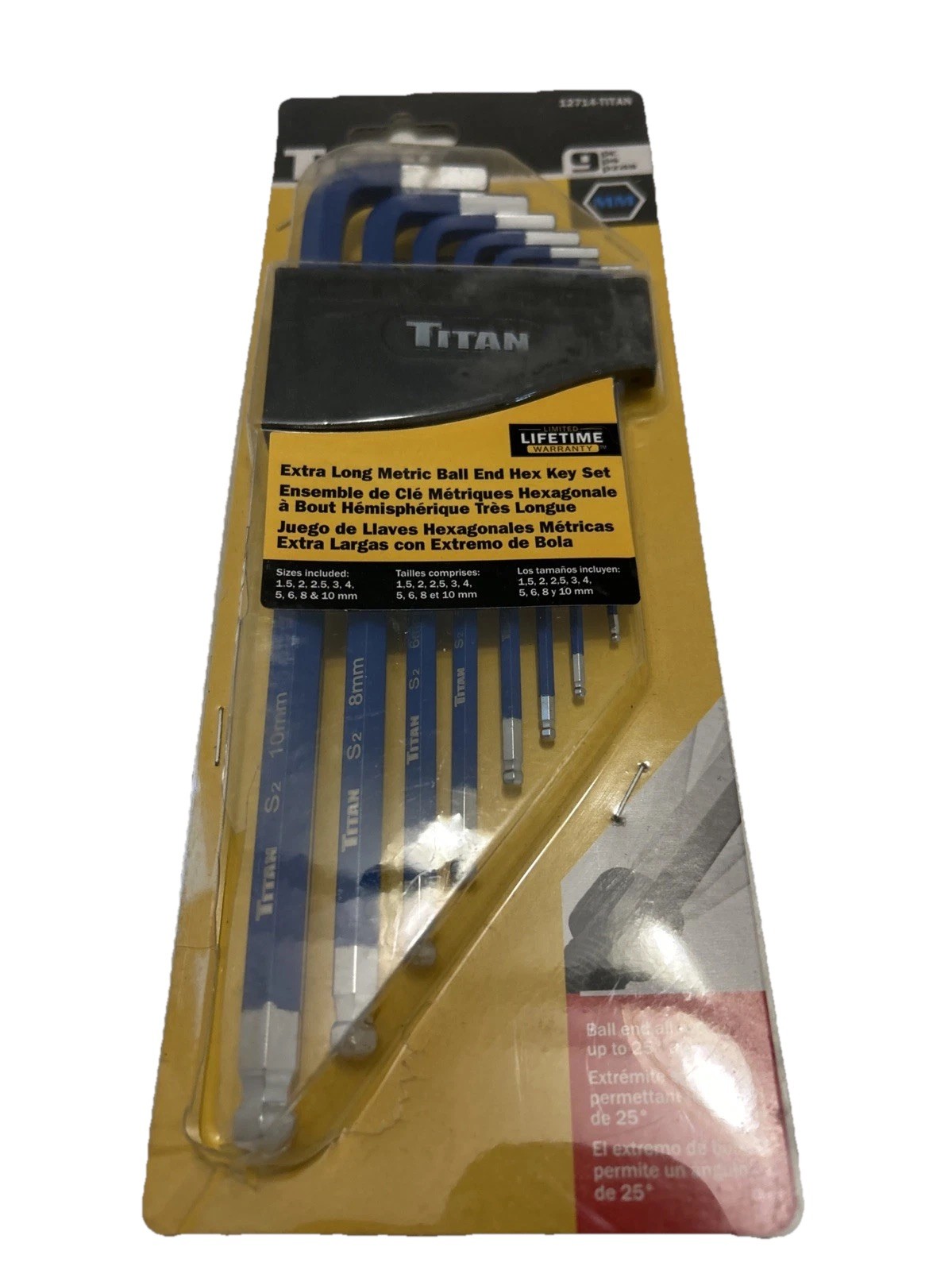Titan Tools 12714 9 Pc. Extra Long Metric Ball End Hex Key Set