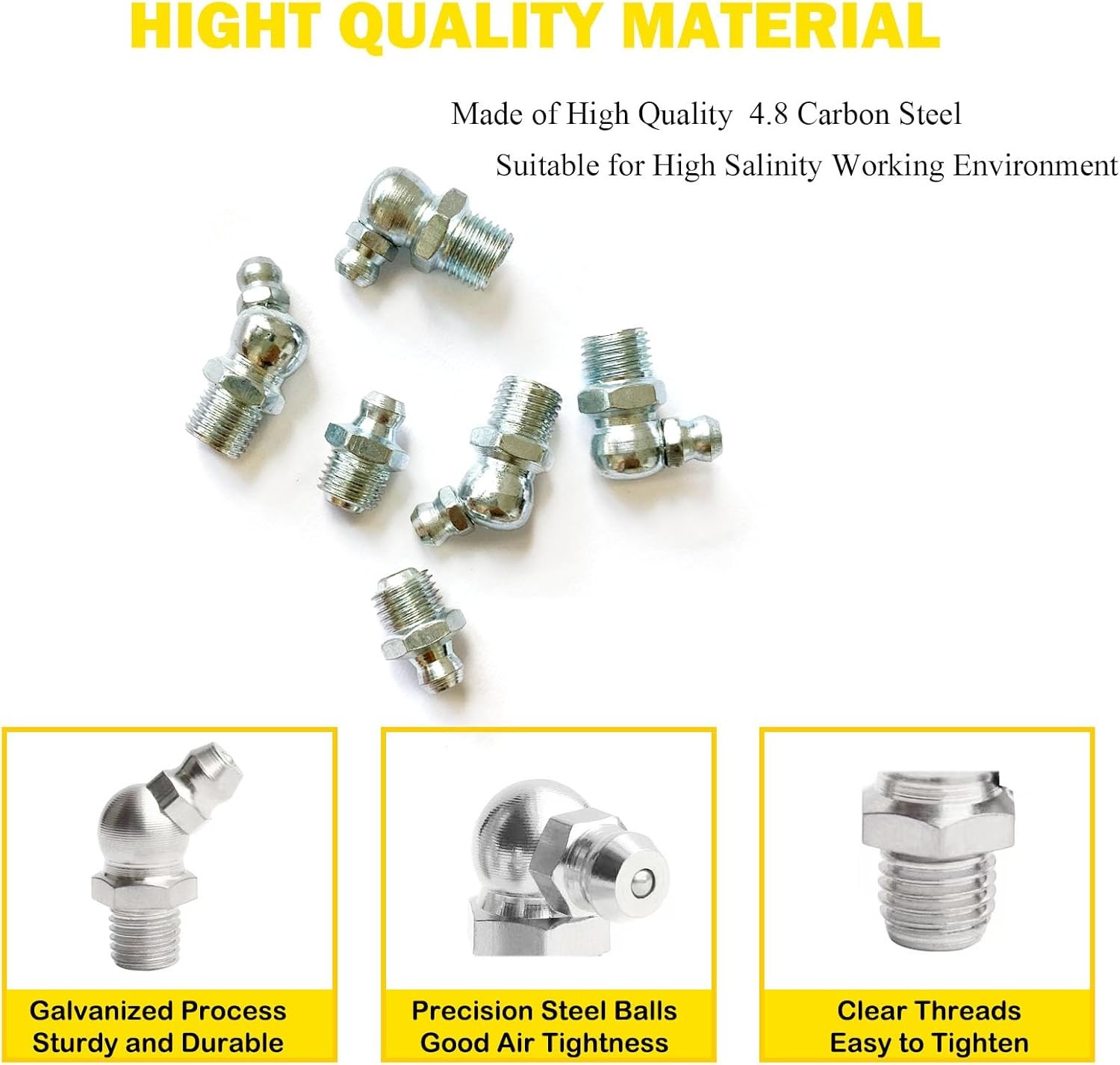5/16″-24 18Pcs Grease Fitting Assortment Straight 5/16"-24 18Pcs, Sliver