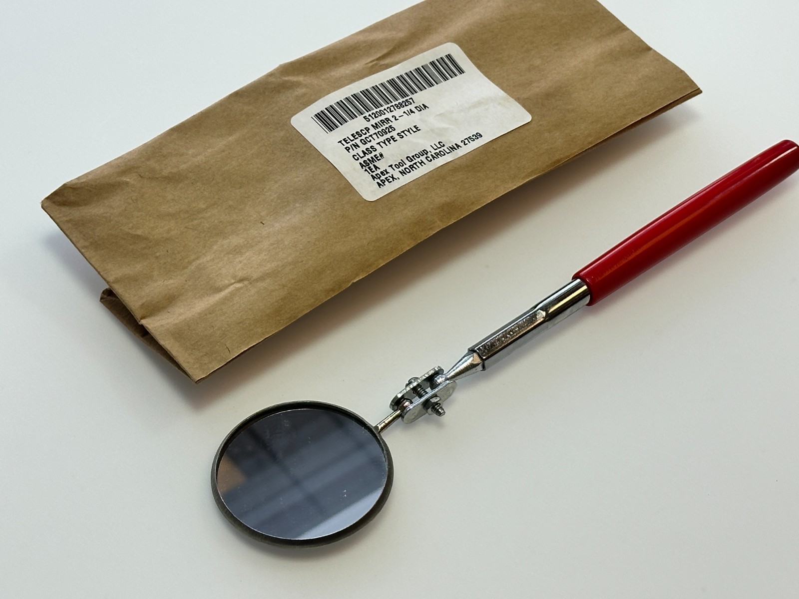 NEW Armstrong Tools USA Telescoping Flex Inspection Mirror, Round, Red Grip NOS