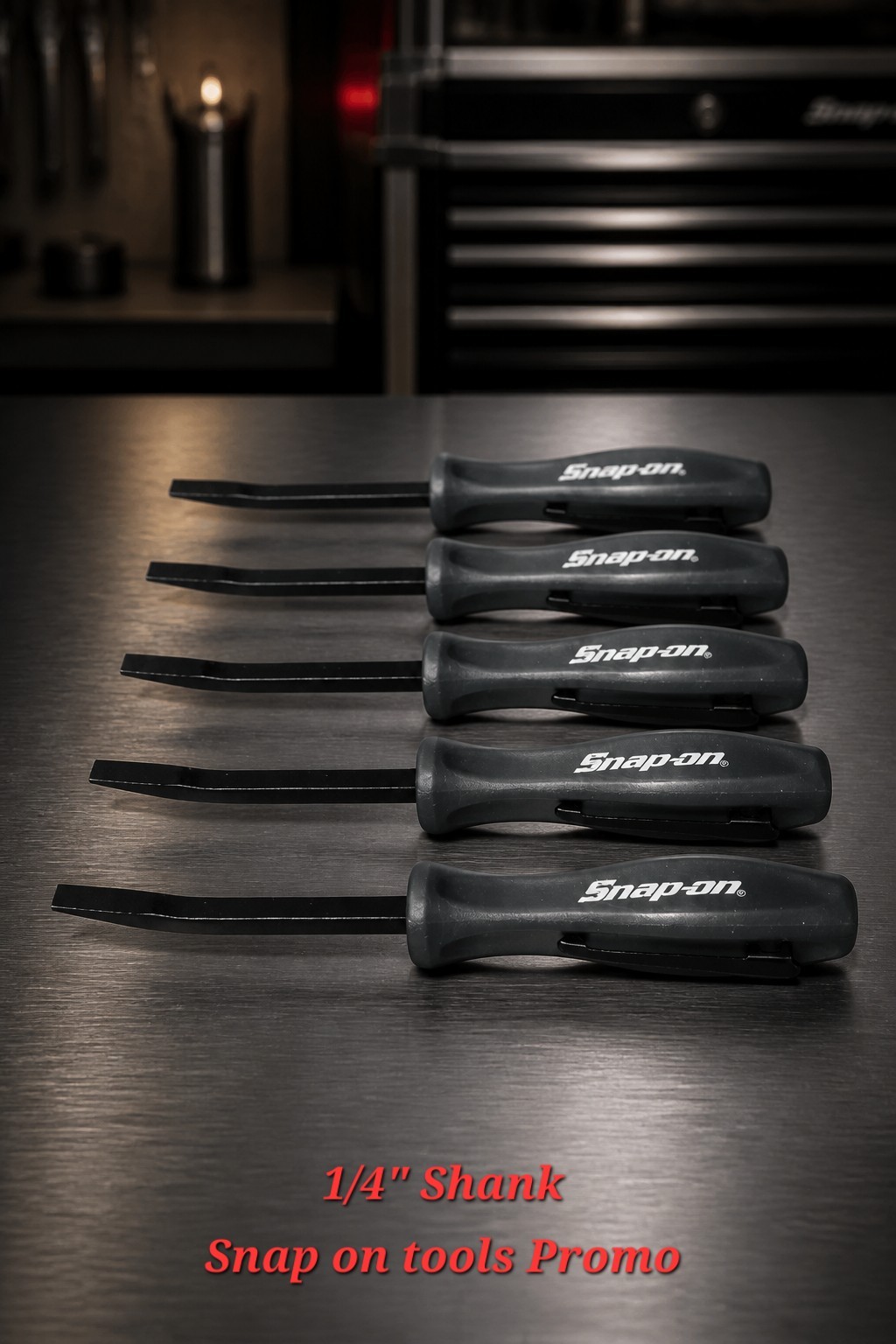 5X Dark Titanium Promo SE For Snap on tools 1/4″ Shank Angled PRY BARS + GIFT !!