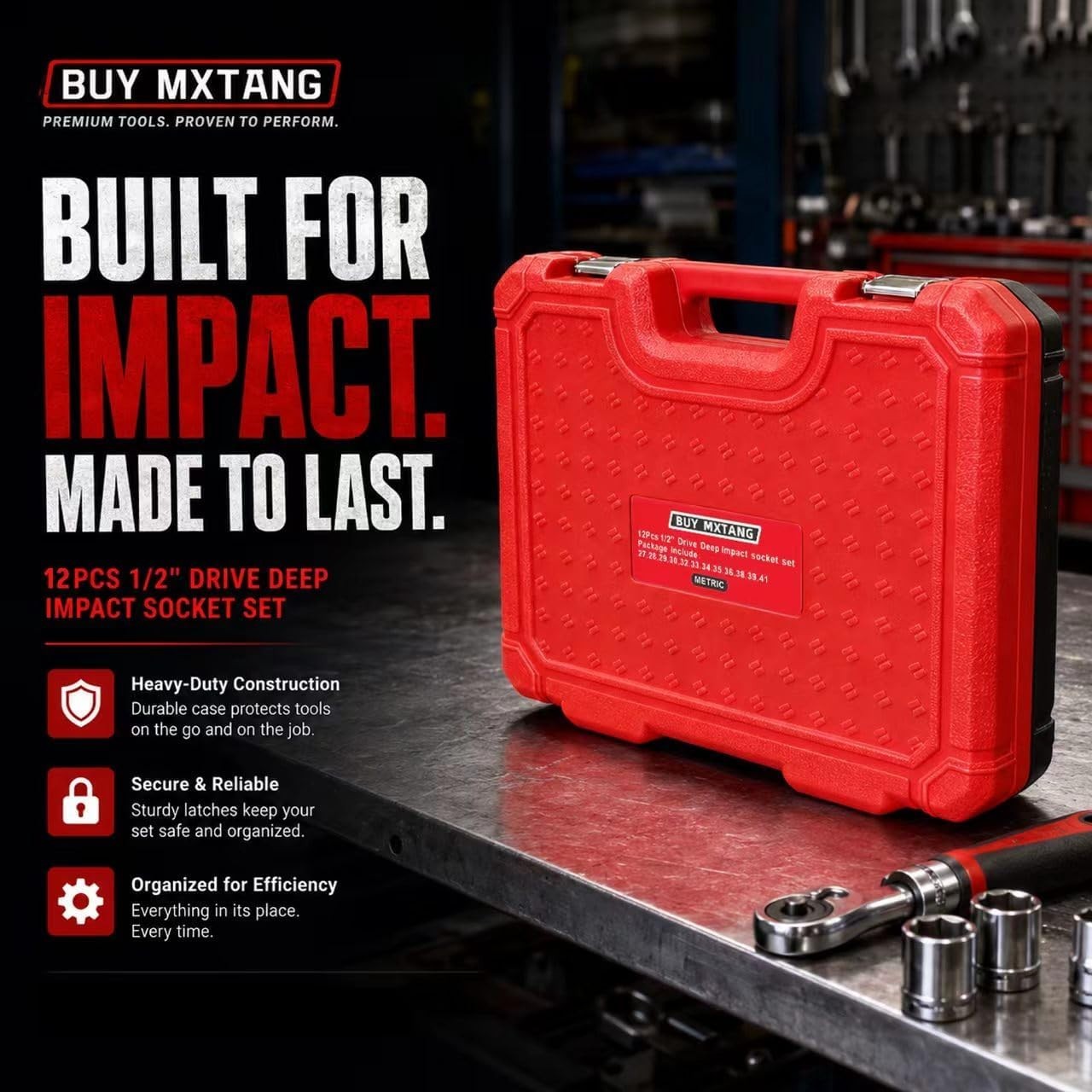 Versatile 12-Piece Cr-Mo Deep Impact Socket Set for Automotive & Construction