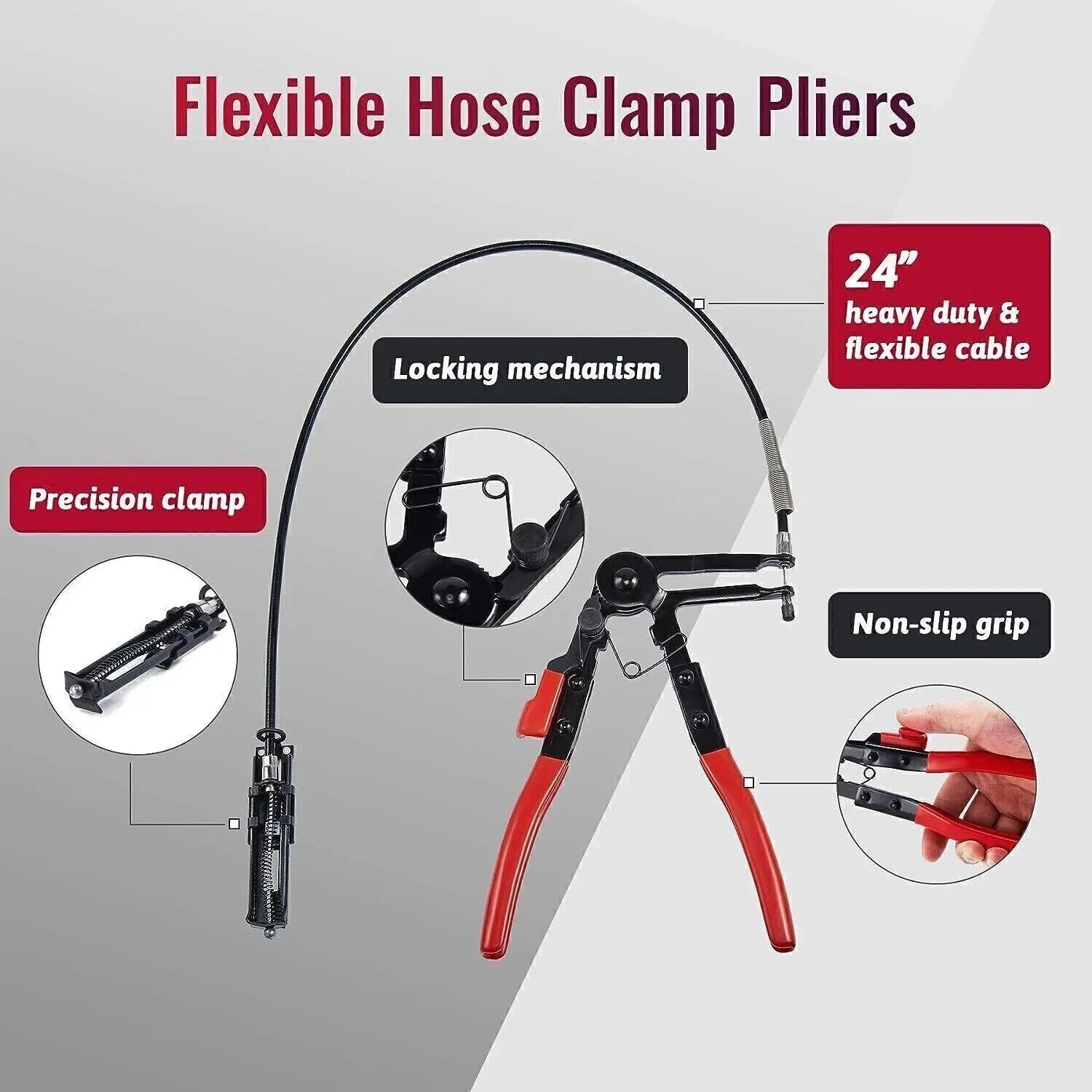 9PCS Wire Long Reach Hose Clamp Pliers Sets Fuel Oil Water Hose Auto Tools Sets