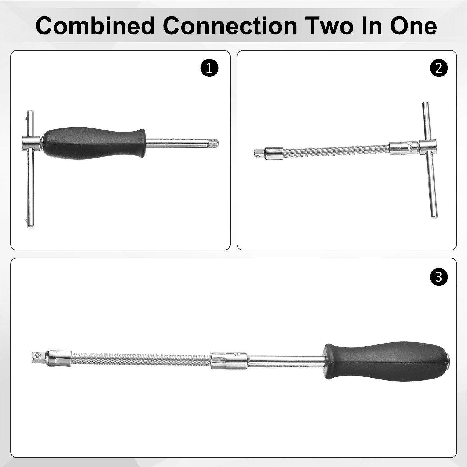 2pcs 1/4″ Drive Spinner Handle w/ 1/4″ Drive Spring Flexible Socket