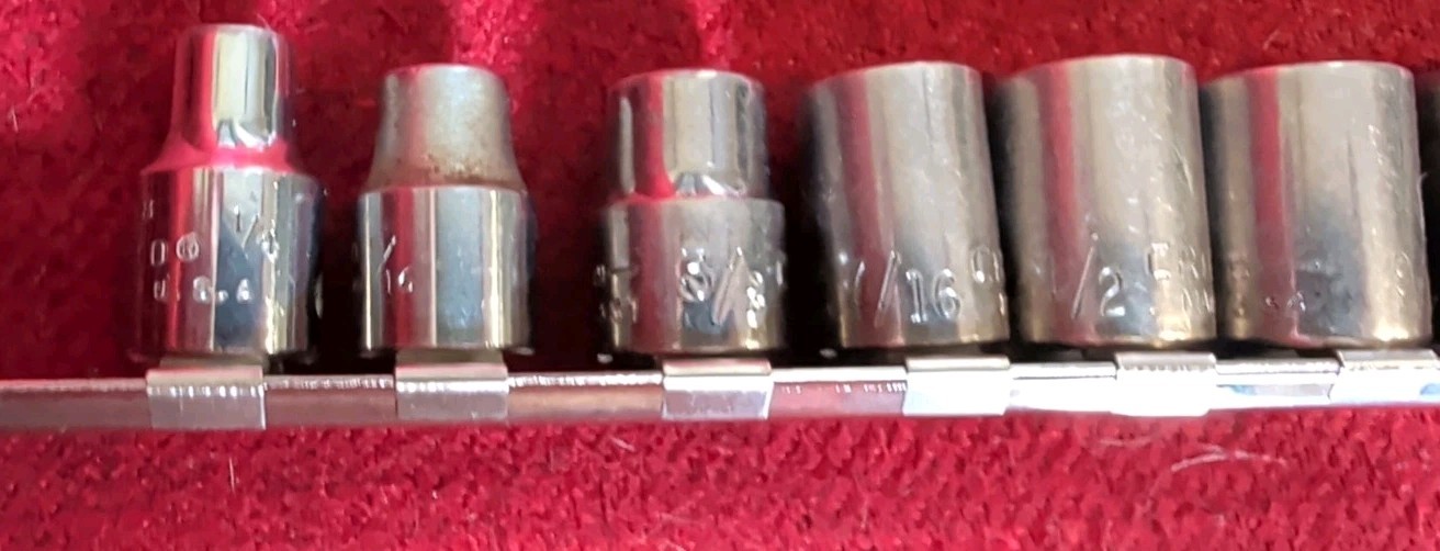 Mixed USA Made 3/8 SAE Socket Set Craftsman Proto Napa 1/4 – 7/8 Inch No Skips